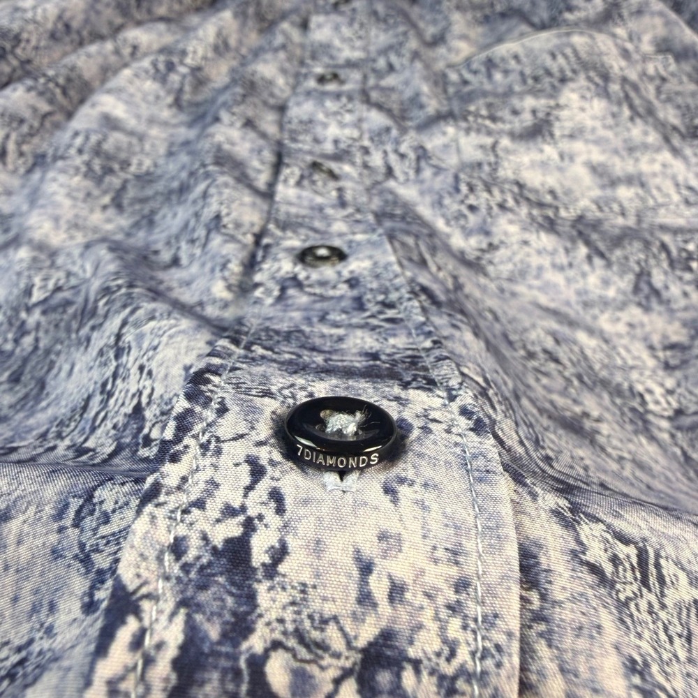 7 Diamonds Button Down Shirt Mens XXL Blue 4-Way Stretch Short Sleeve EUC - Picture 11 of 11